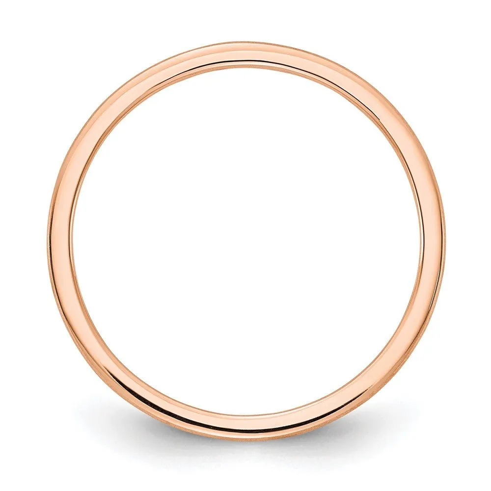 1.2mm 14k Rose Gold Half Round Satin Stackable Band