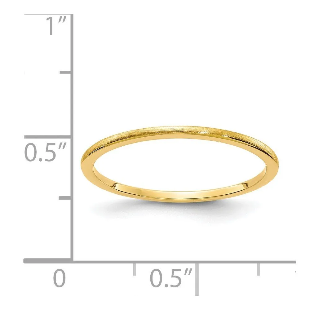 1.2mm 14k Yellow Gold Half Round Satin Stackable Band