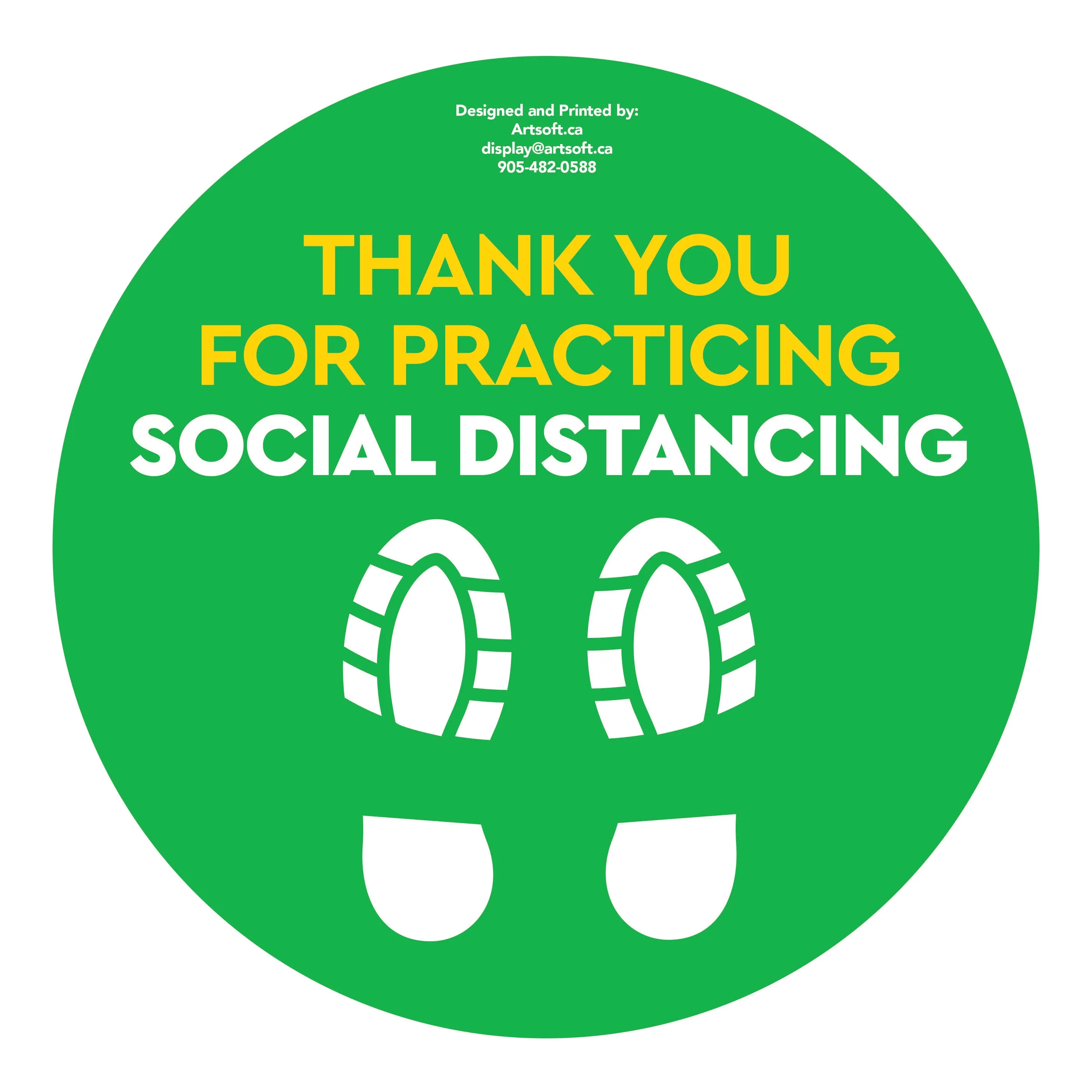 17" FootPrint- Social Distancing Anti-slip Floor Stickers - 6 Color Available