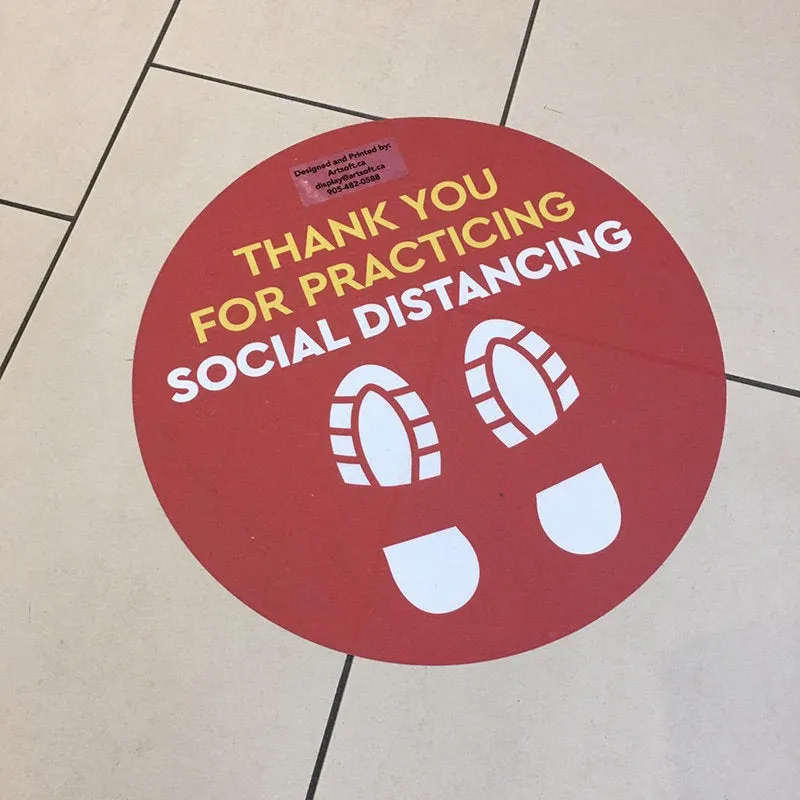 17" FootPrint- Social Distancing Anti-slip Floor Stickers - 6 Color Available