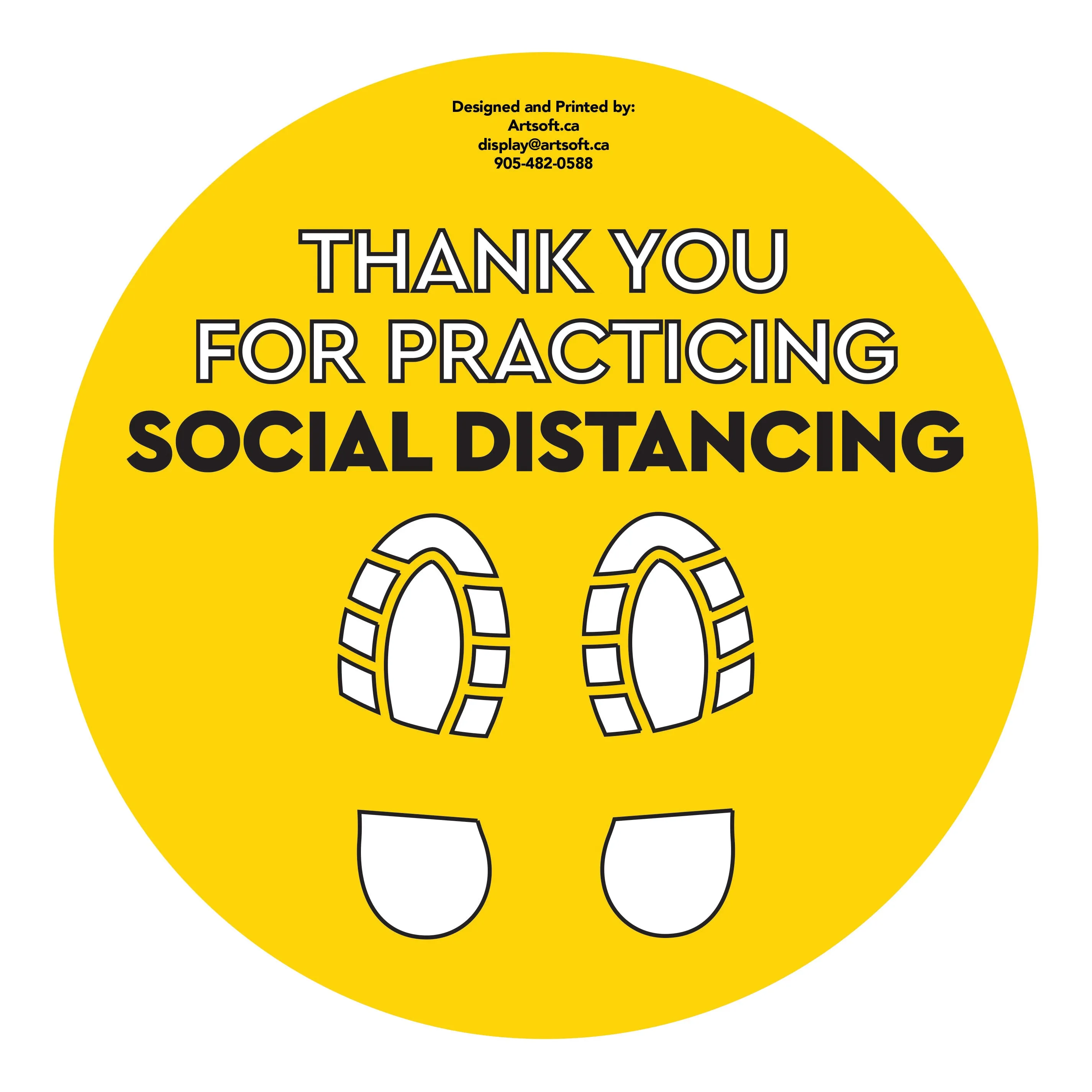 17" FootPrint- Social Distancing Anti-slip Floor Stickers - 6 Color Available