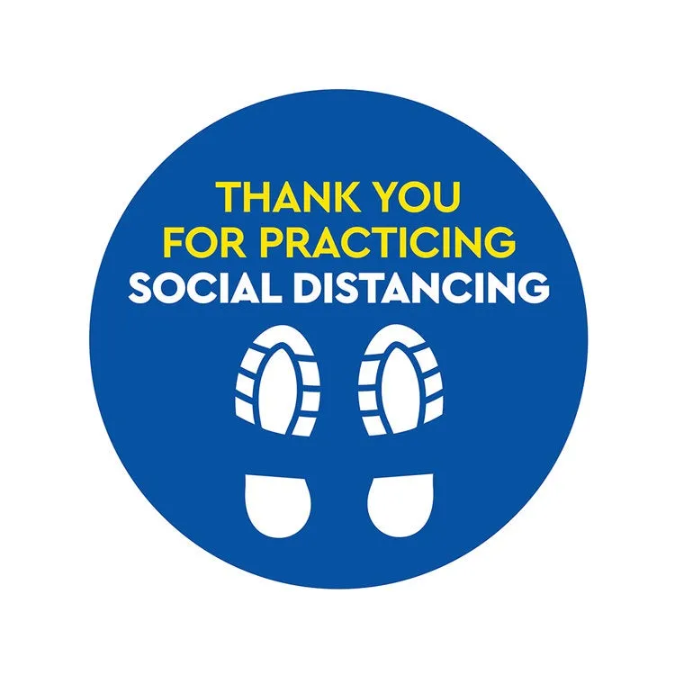 17" FootPrint- Social Distancing Anti-slip Floor Stickers - 6 Color Available