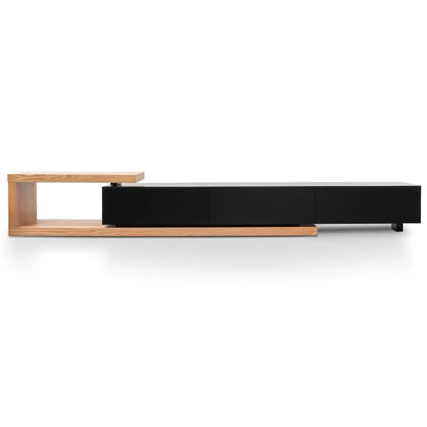 2.4m Entertainment TV Unit - Natural Oak - Black matt