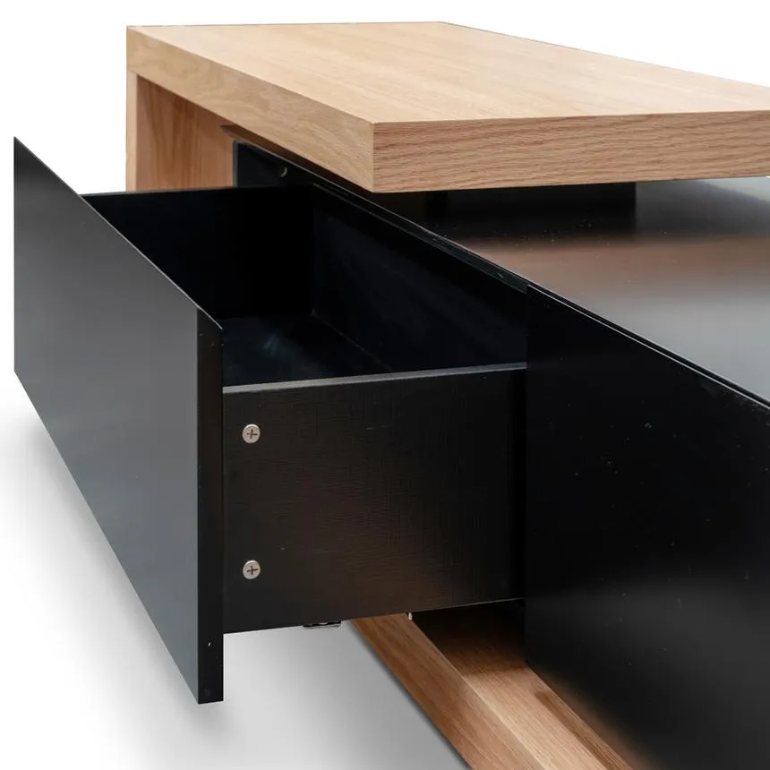 2.4m Entertainment TV Unit - Natural Oak - Black matt