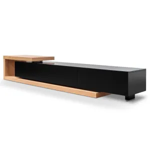 2.4m Entertainment TV Unit - Natural Oak - Black matt