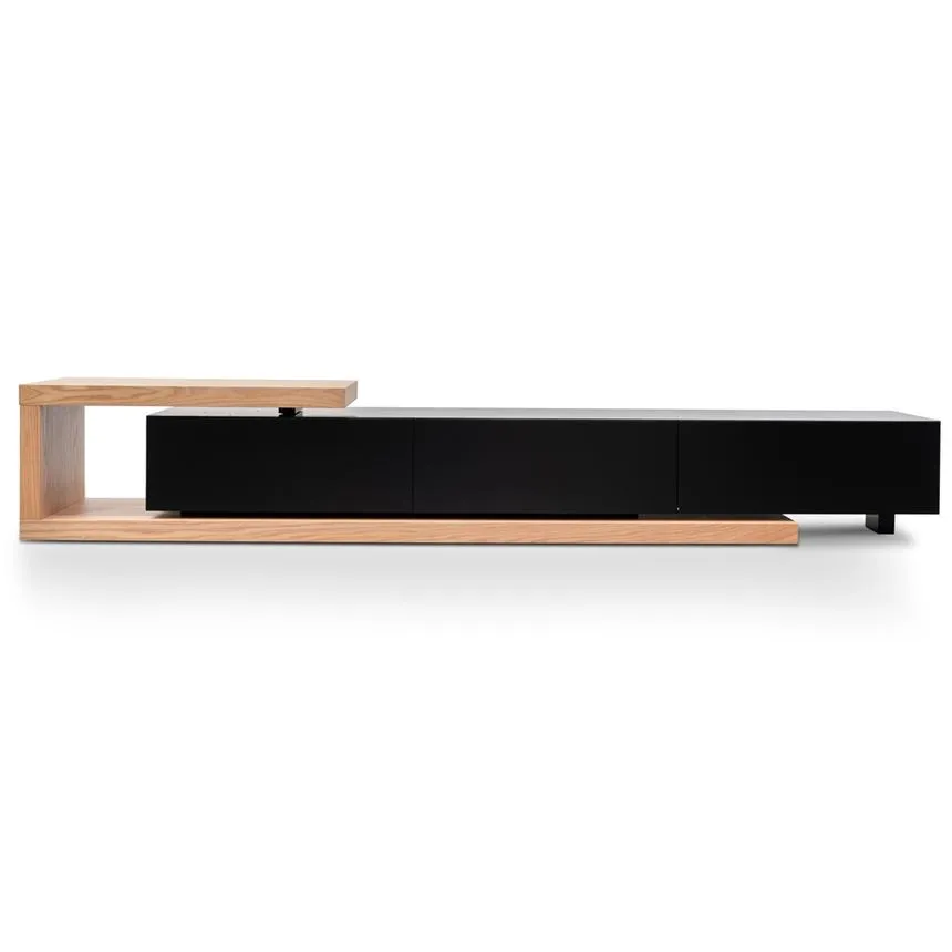 2.4m Entertainment TV Unit - Natural Oak - Black matt