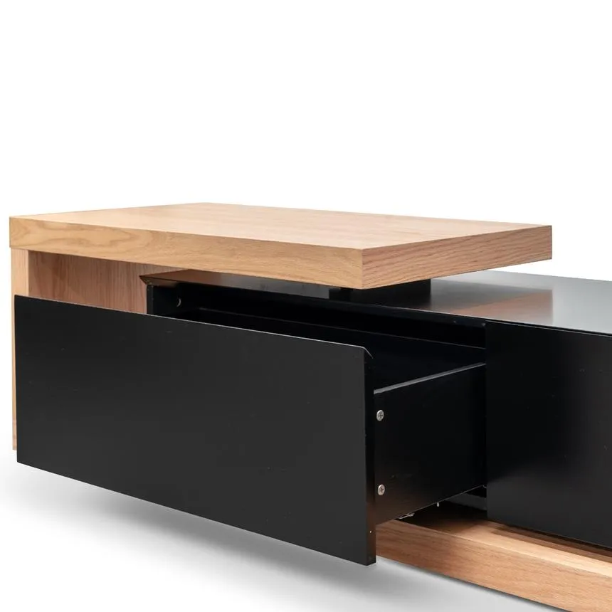 2.4m Entertainment TV Unit - Natural Oak - Black matt