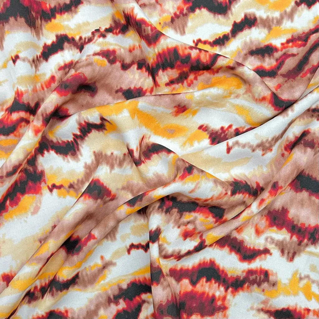 Abstract Waves Viscose Poplin Fabric