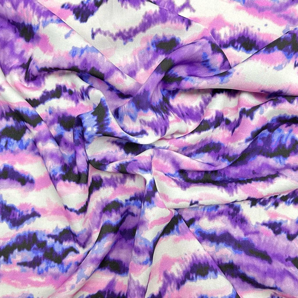 Abstract Waves Viscose Poplin Fabric