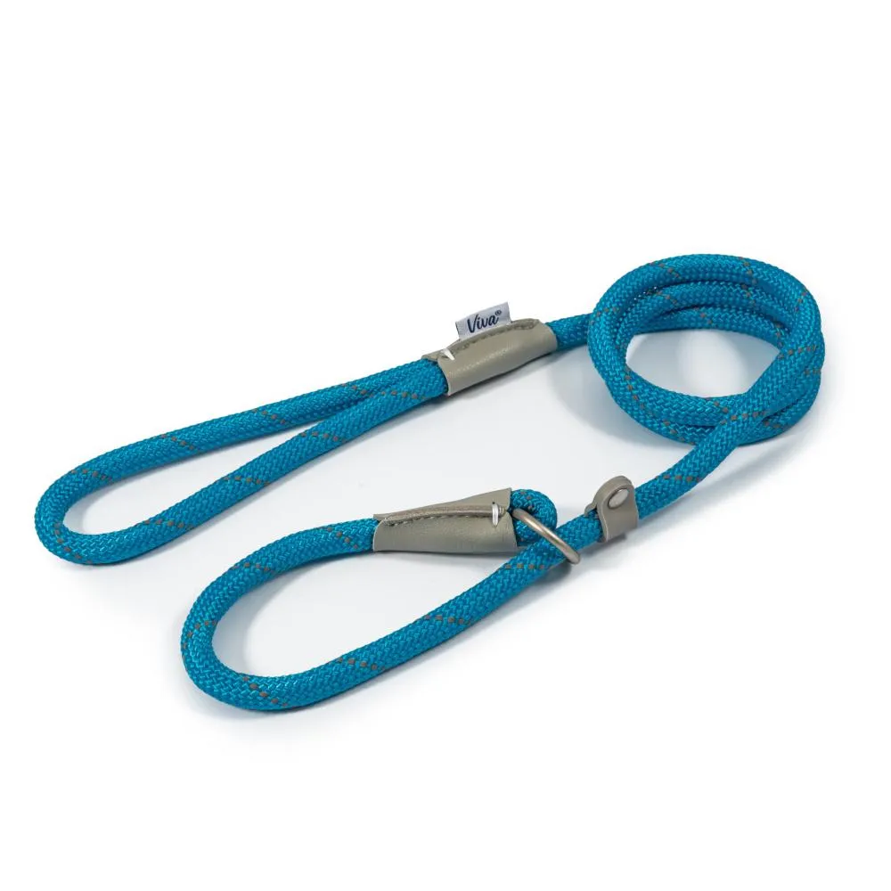 Ancol Viva Dog Rope Slip Lead Reflective Weave Blue 4 Sizes