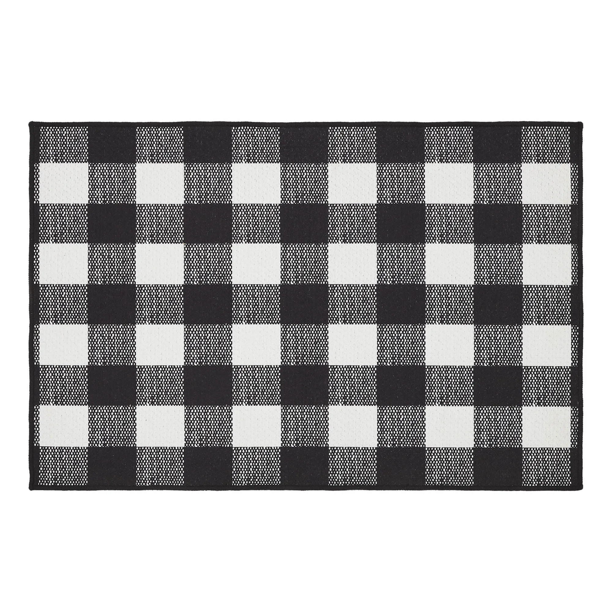 Annie Buffalo Check Black Polyester Rug Rect 24x36