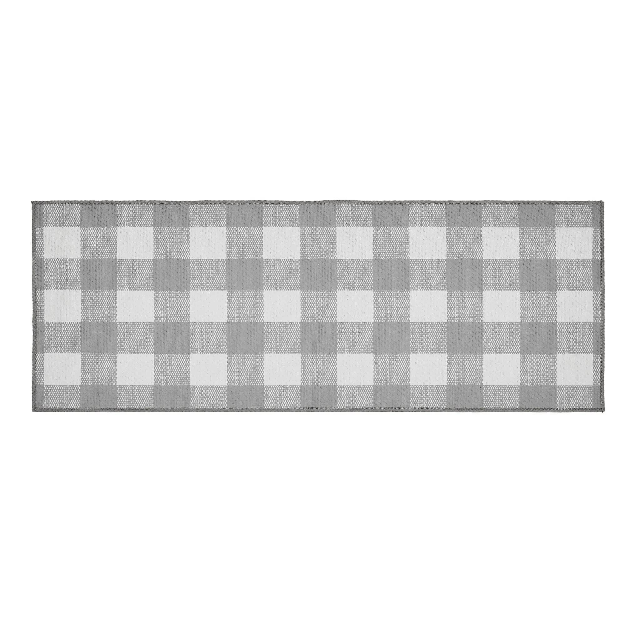 Annie Buffalo Check Grey Polyester Rug Rect 17x48