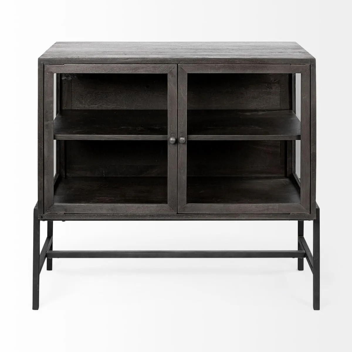 Arelius Accent Cabinet Black-Brown Wood | Black Metal