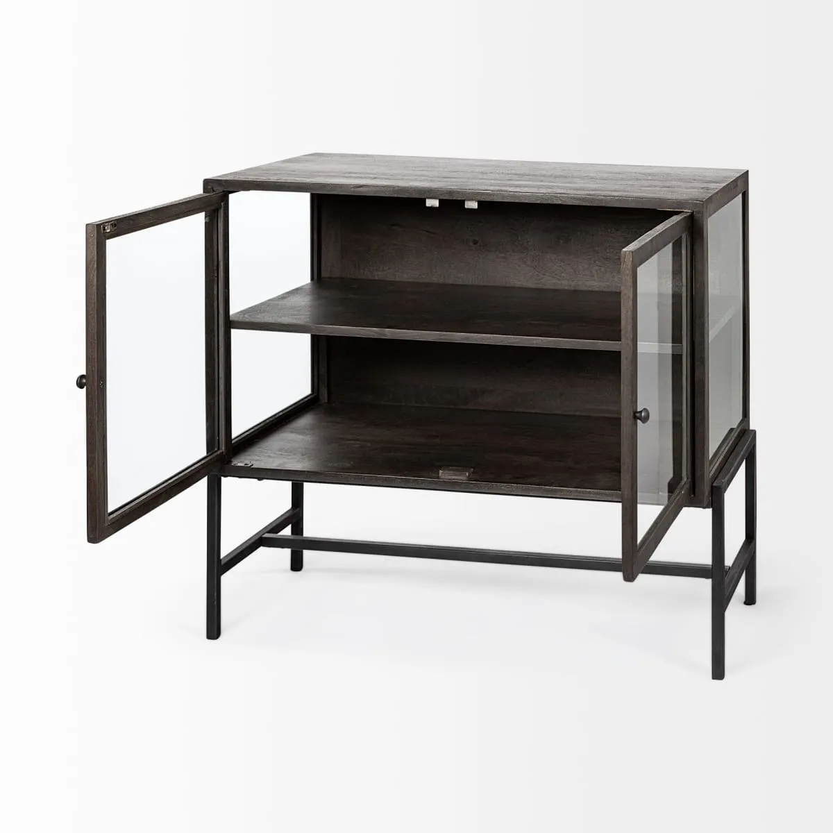 Arelius Accent Cabinet Black-Brown Wood | Black Metal