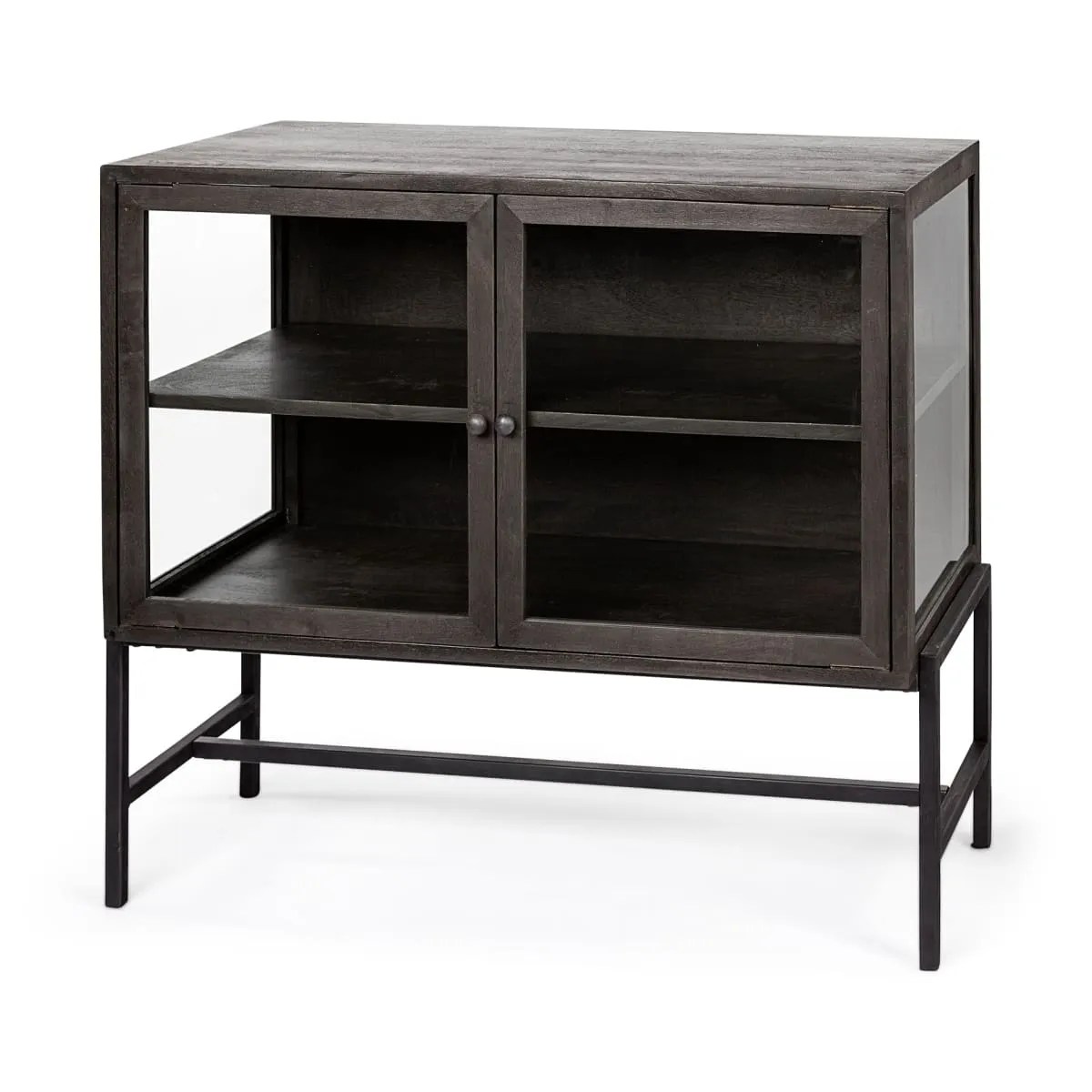 Arelius Accent Cabinet Black-Brown Wood | Black Metal