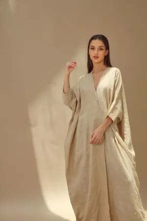 Aria Pure Linen Bisht Abaya Safari