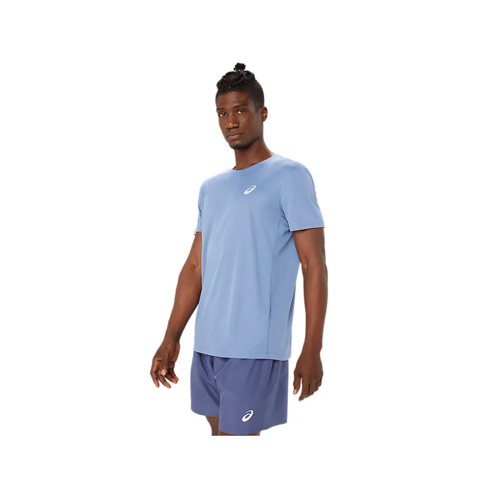 ASICS Men's Silver Short Sleeve Top (Denim Blue)