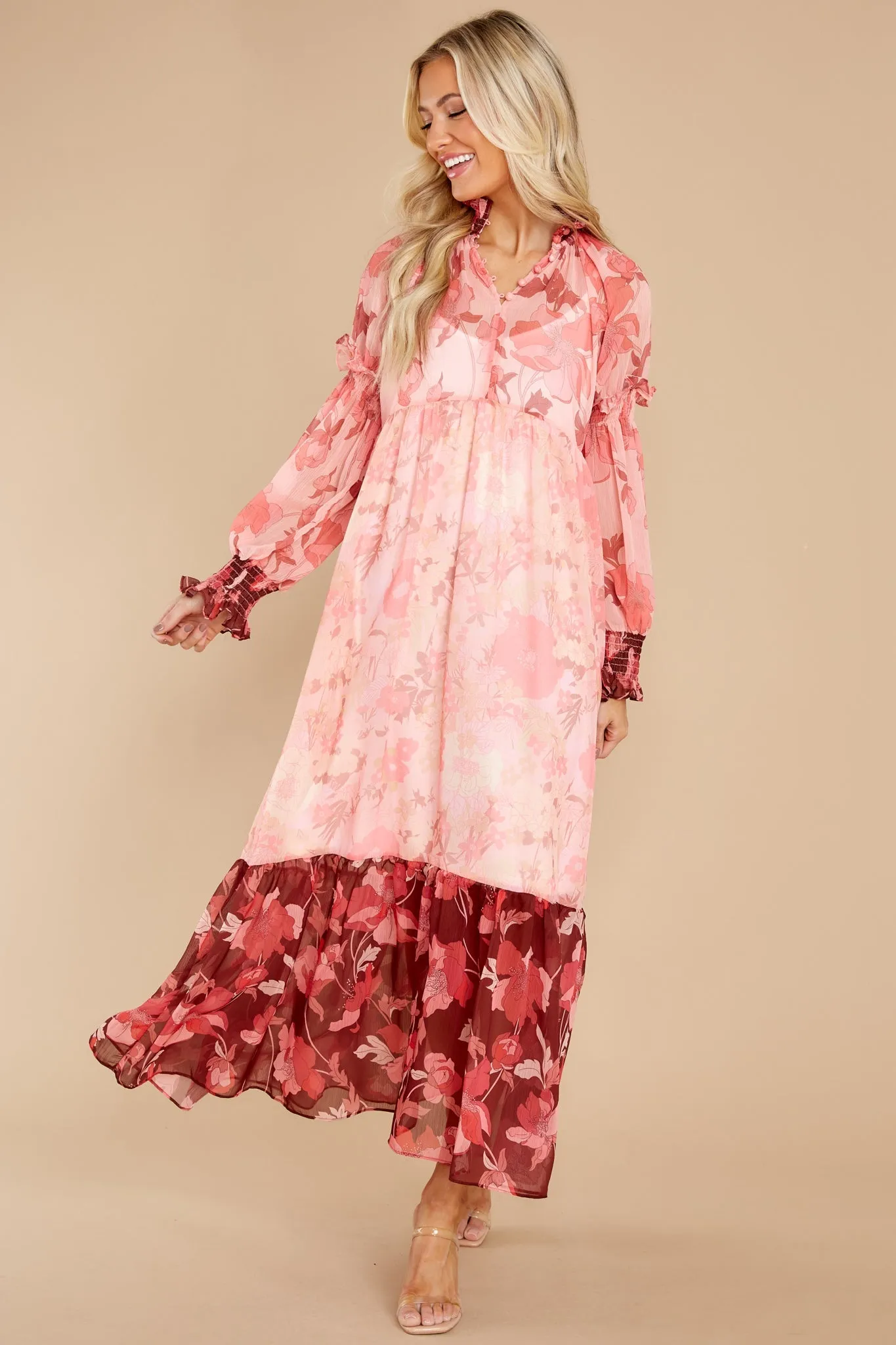 Be Extravagant Red Floral Print Maxi Dress