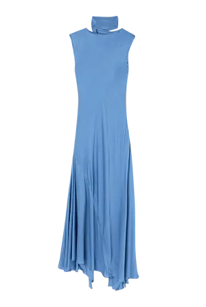 Bias-Cut Asymmetrical Sky Blue Dress