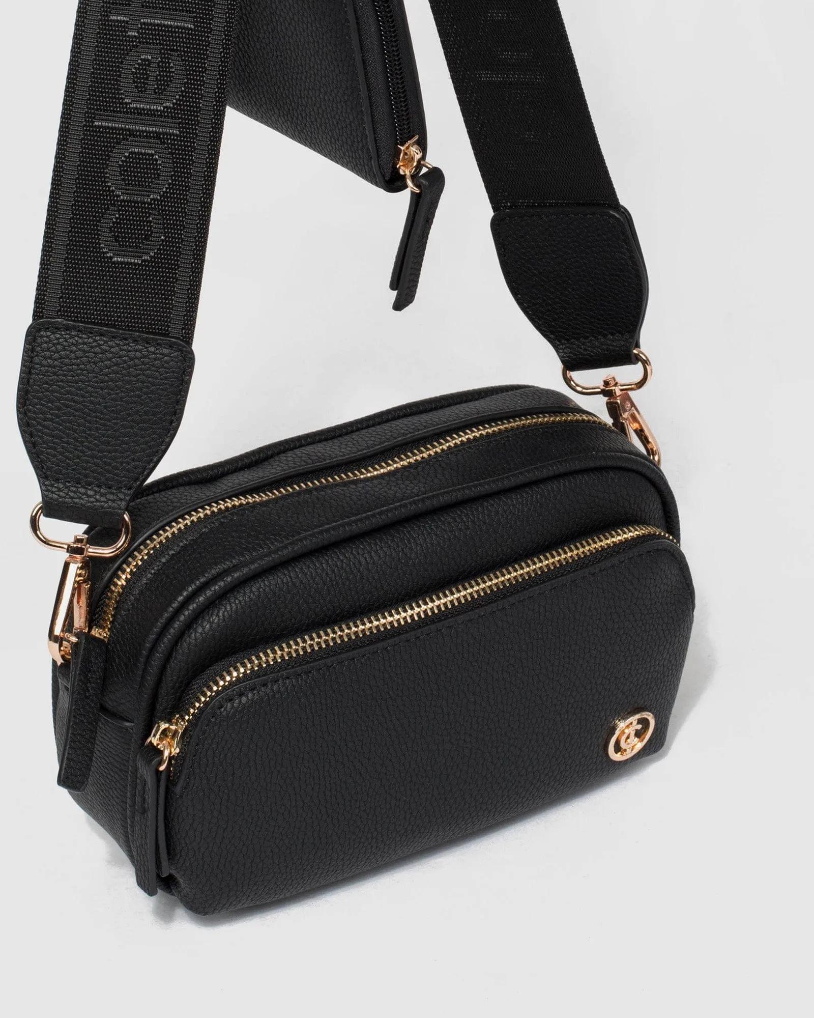 Black Amalia Webbing Crossbody Bag