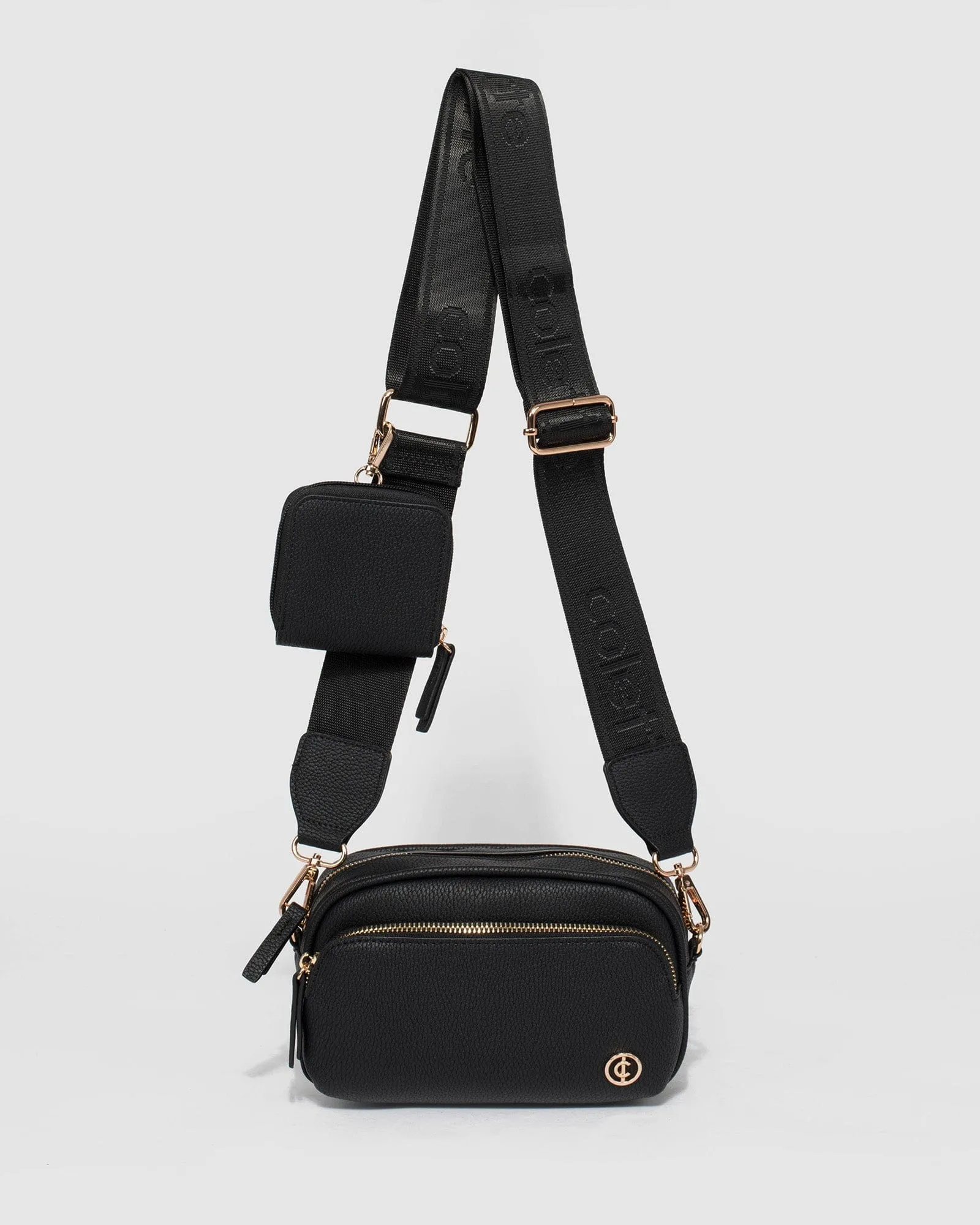 Black Amalia Webbing Crossbody Bag