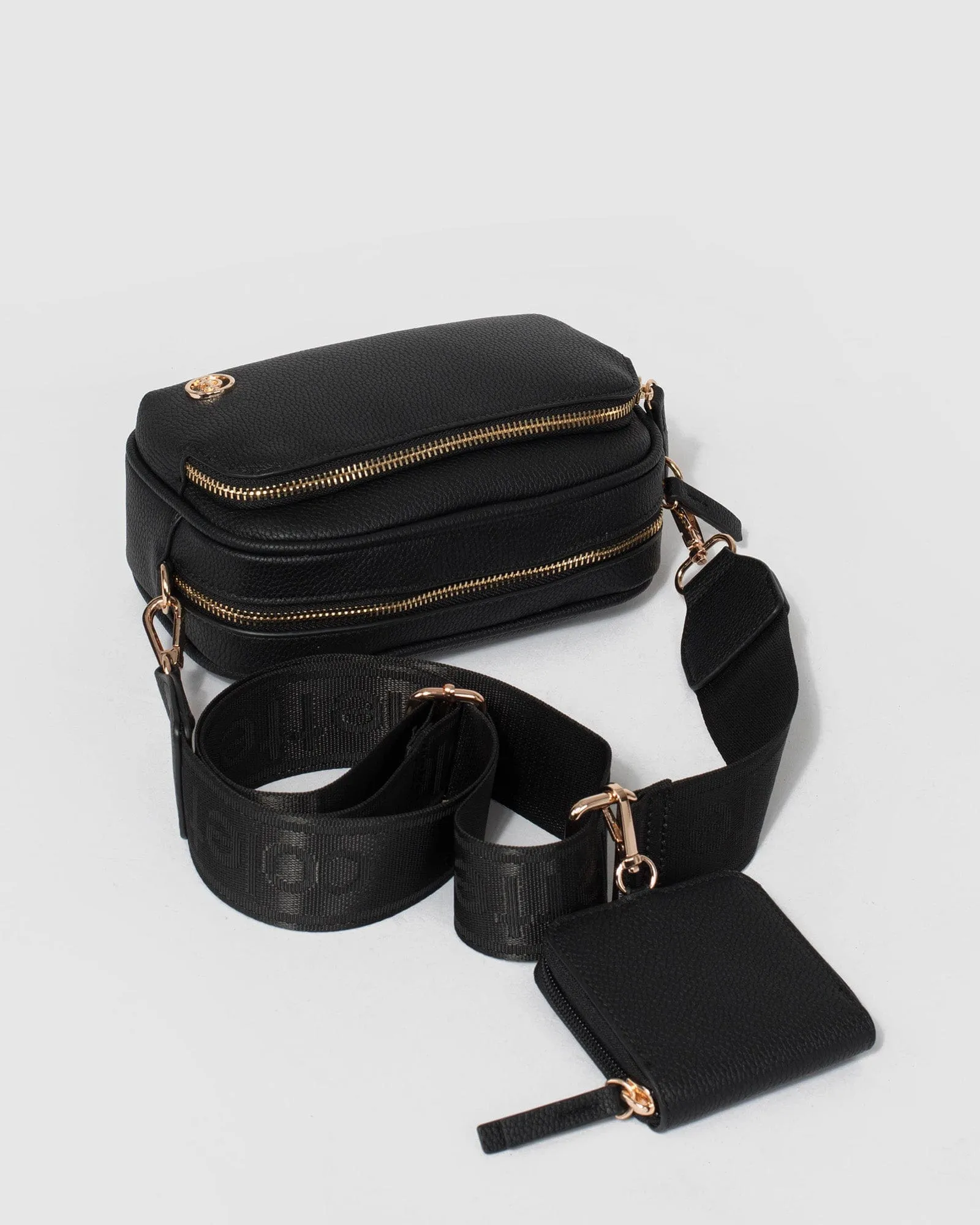 Black Amalia Webbing Crossbody Bag