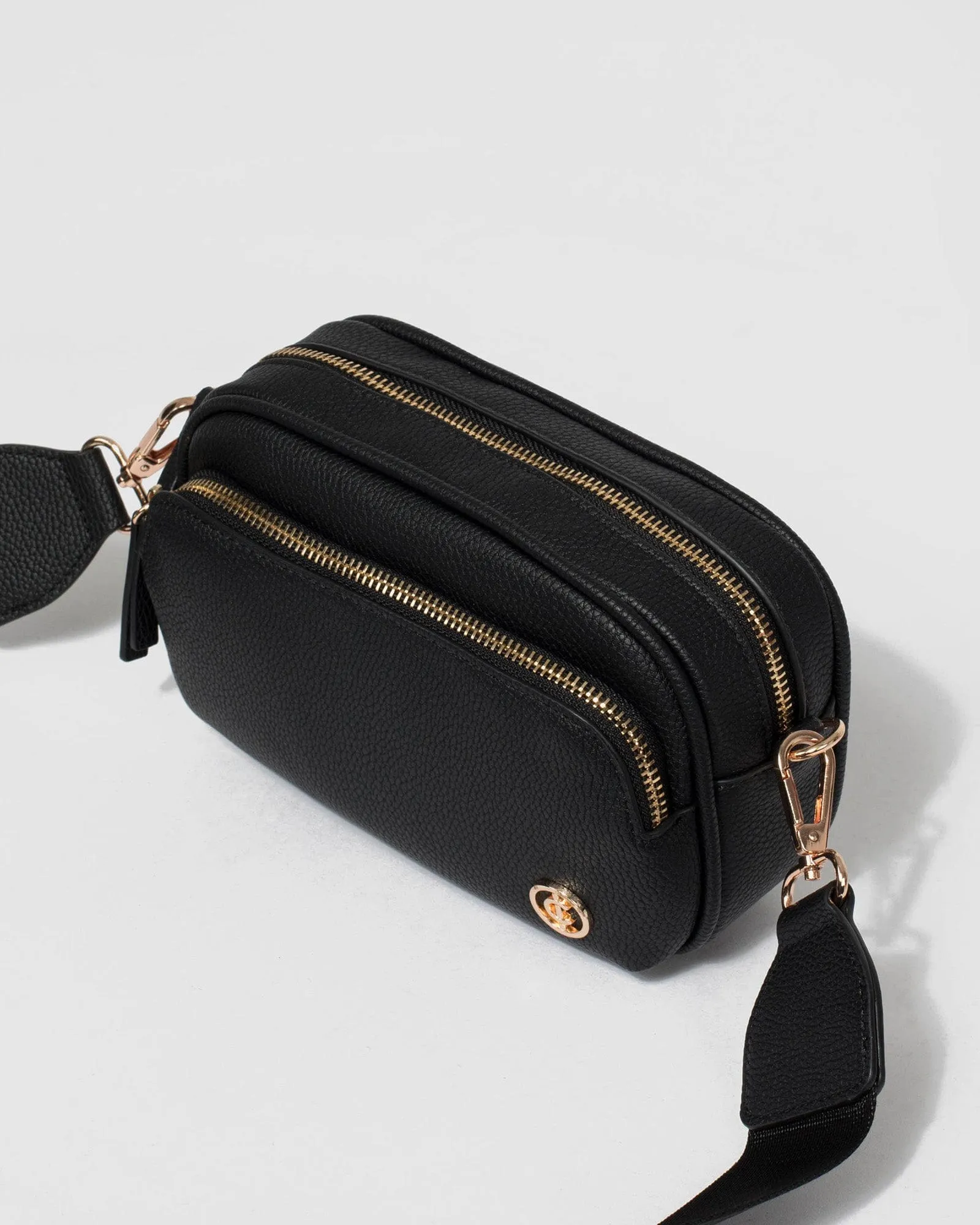 Black Amalia Webbing Crossbody Bag