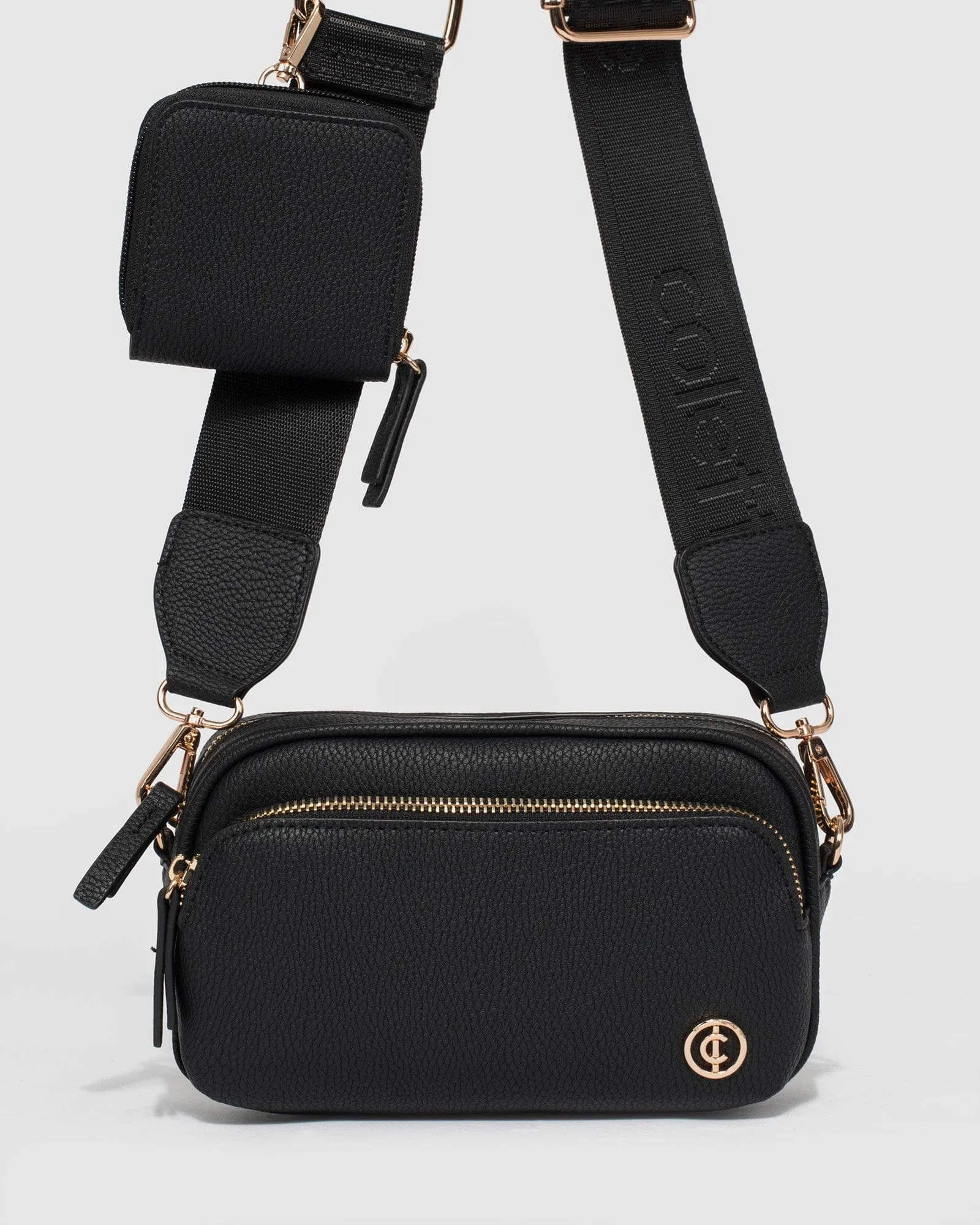 Black Amalia Webbing Crossbody Bag