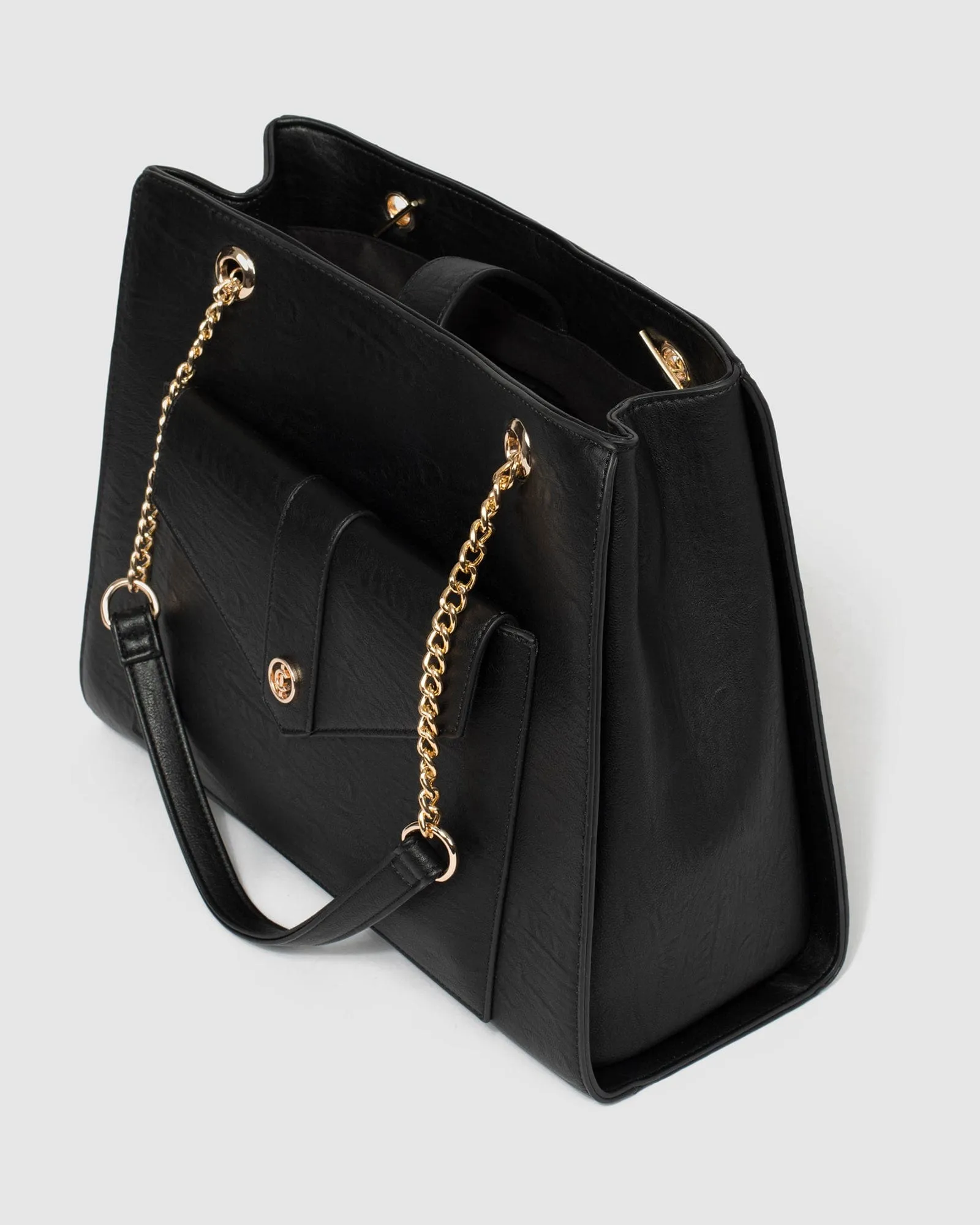 Black Megan Chain Tote Bag