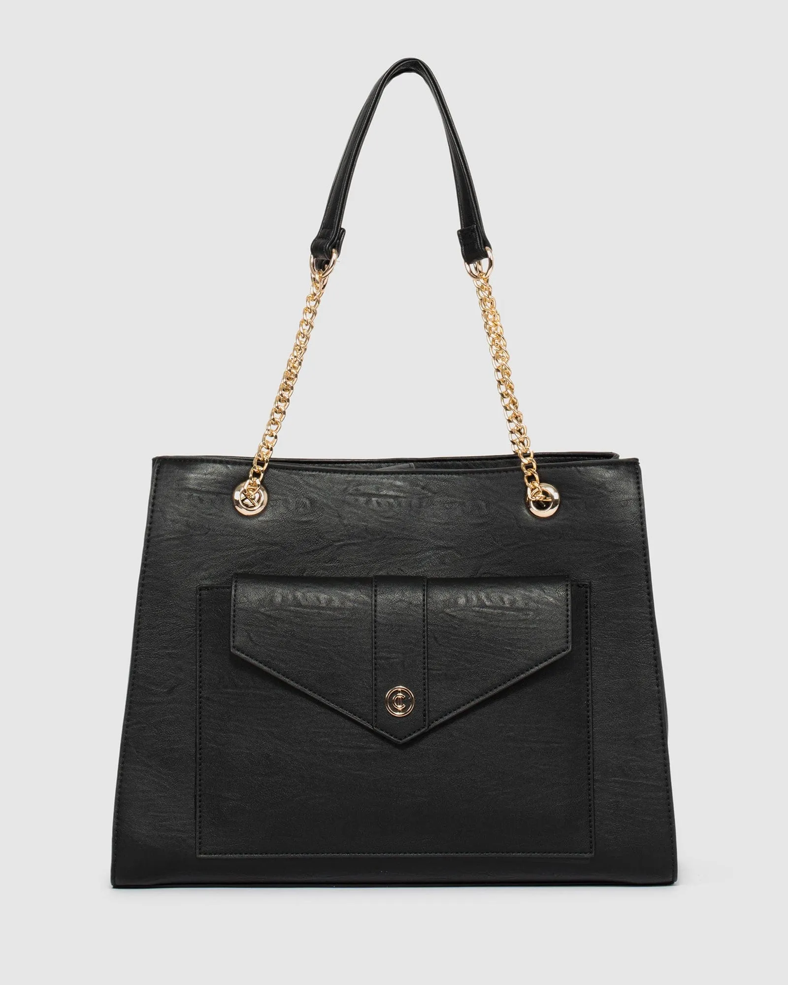 Black Megan Chain Tote Bag