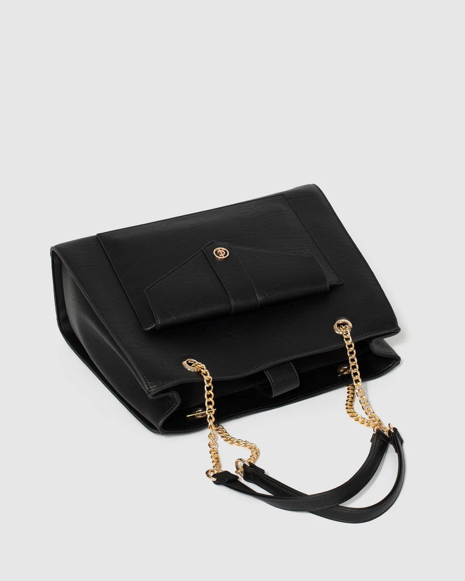 Black Megan Chain Tote Bag