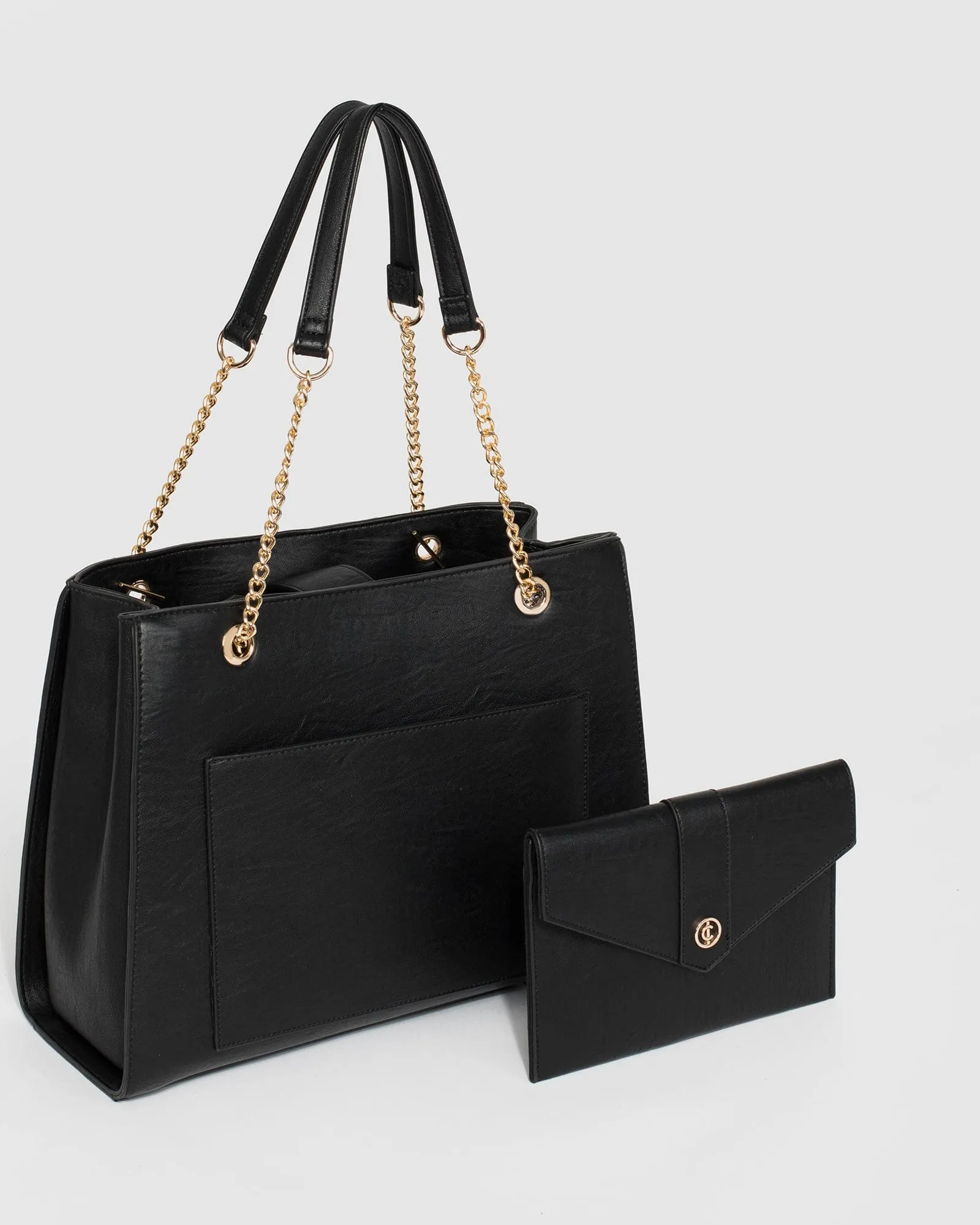 Black Megan Chain Tote Bag