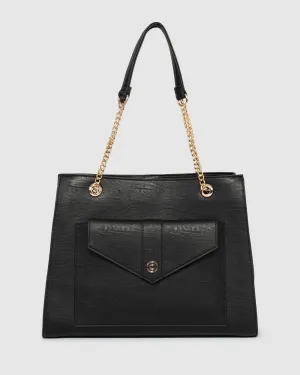 Black Megan Chain Tote Bag