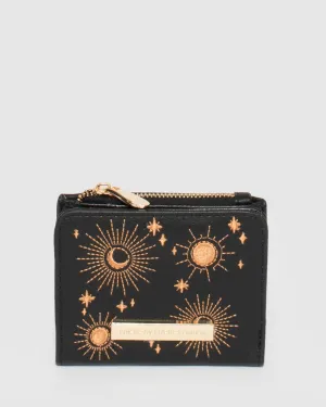 Black Mini Han Embroidered Wallet