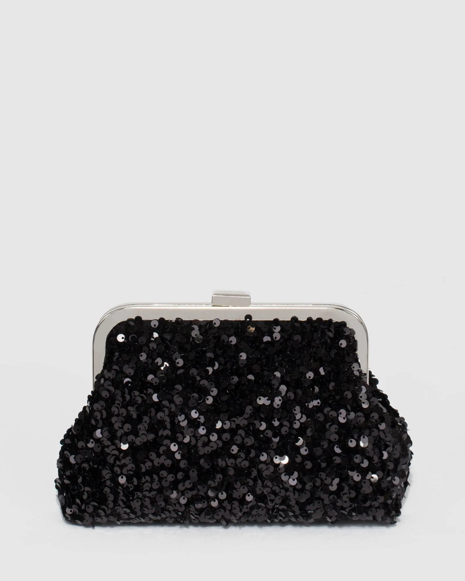 Black Sabrina Sequin Clasp Clutch