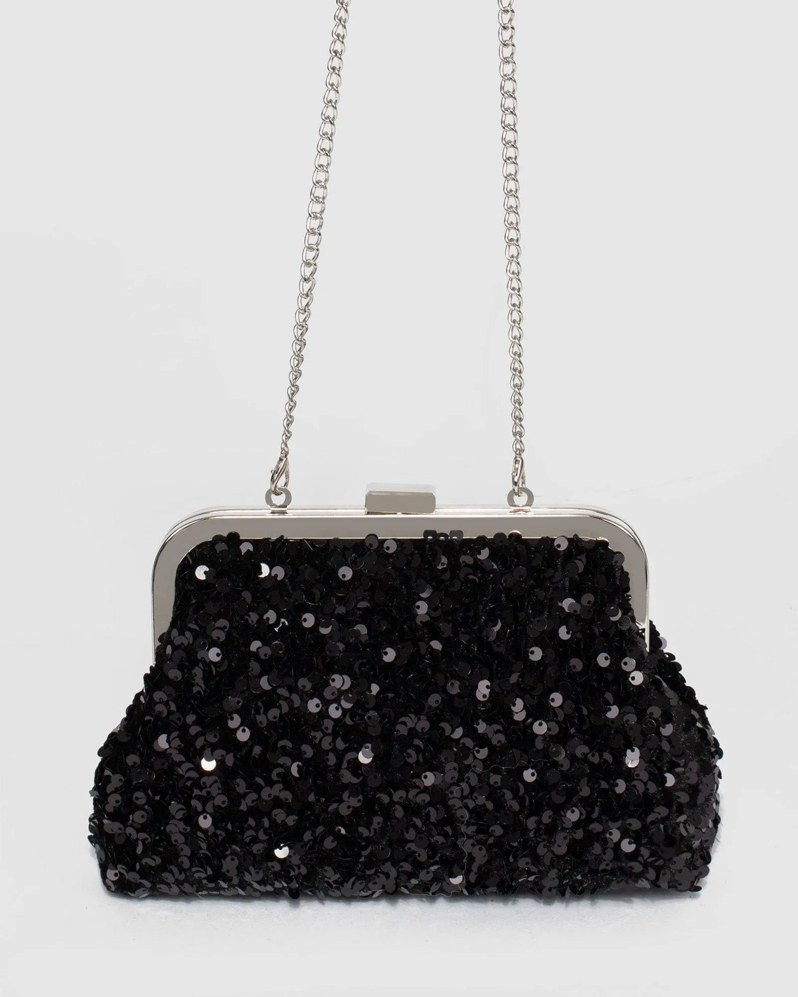 Black Sabrina Sequin Clasp Clutch