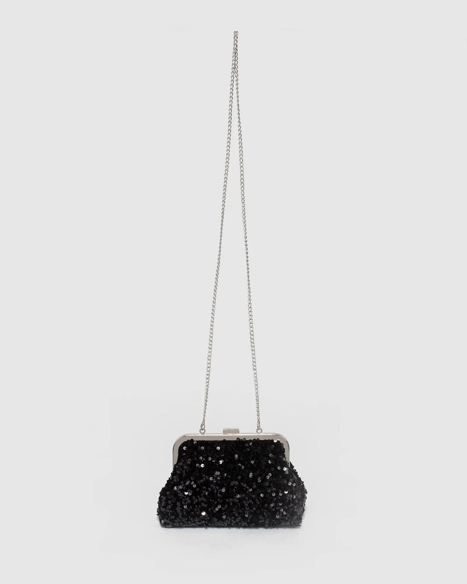 Black Sabrina Sequin Clasp Clutch