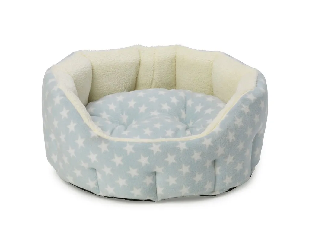 Blue Star Plush Fleece Oval Puppy Bed by House of Paws