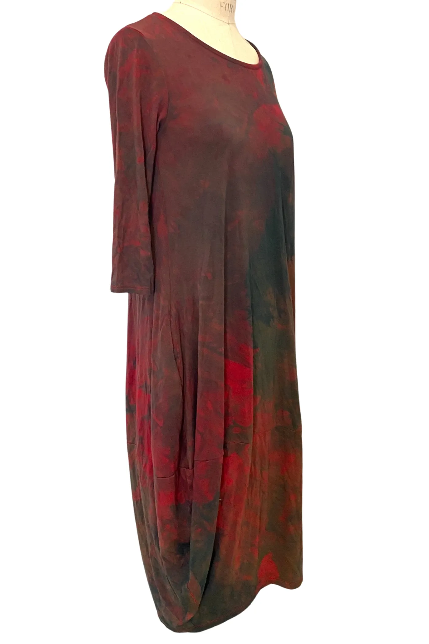 Botanically Dyed Bamboo Knit Dress in Red Green