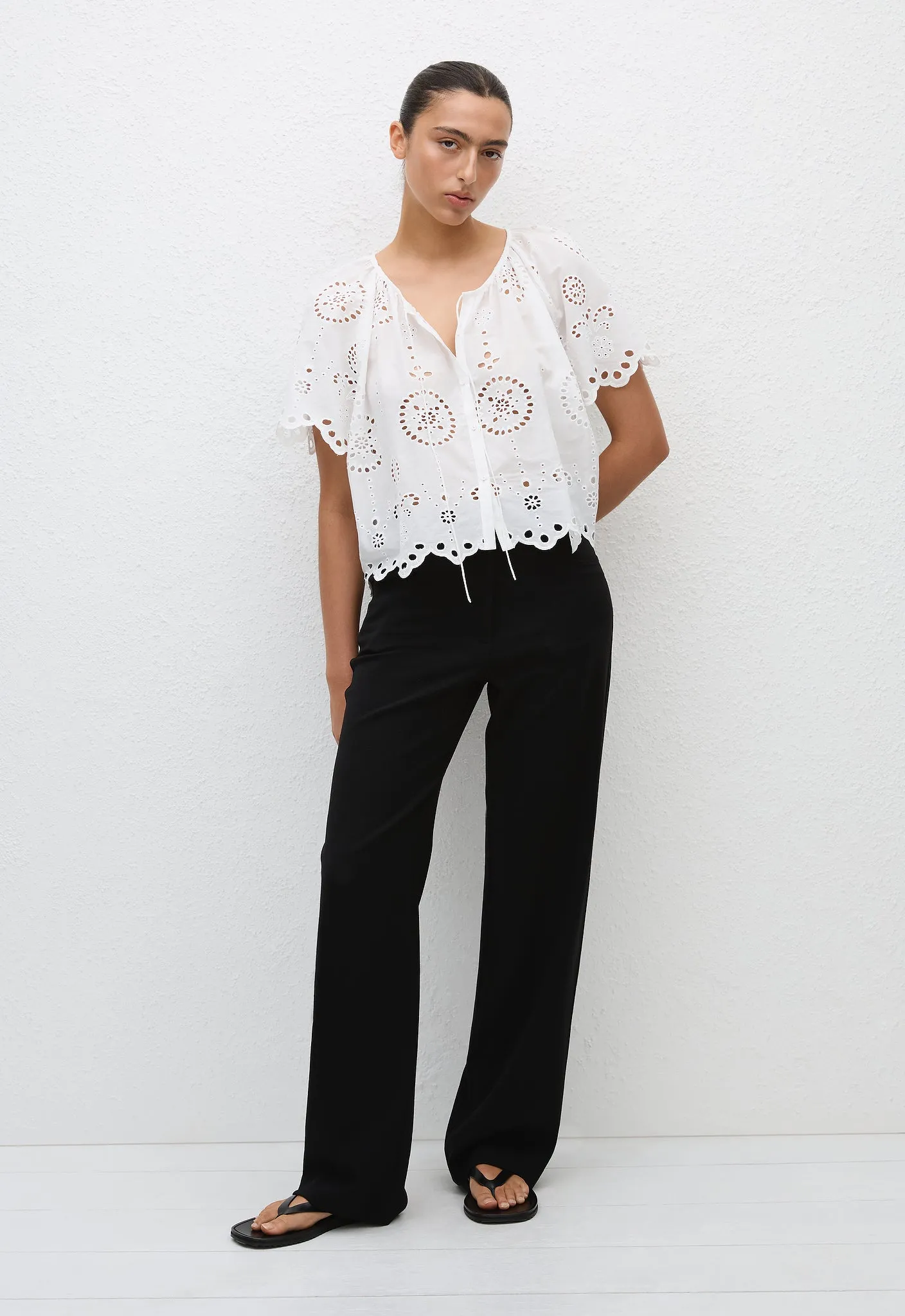 Broderie Blouse - White