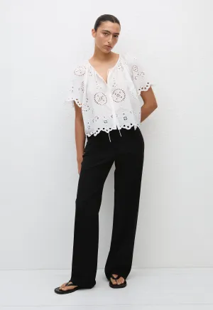 Broderie Blouse - White