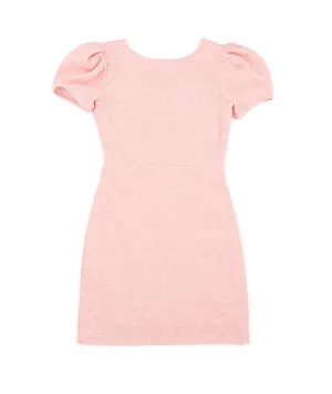 By Debra Girls Pink Boucle Puff Sleeve Sheath Dress