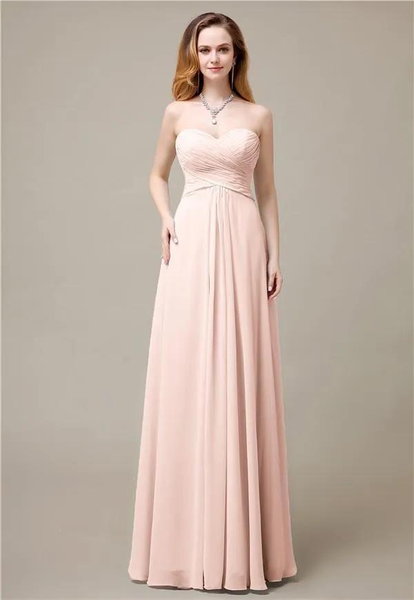 Charming A-line Sweetheart Sleeveless Floor-Length Bridesmaid Dresses