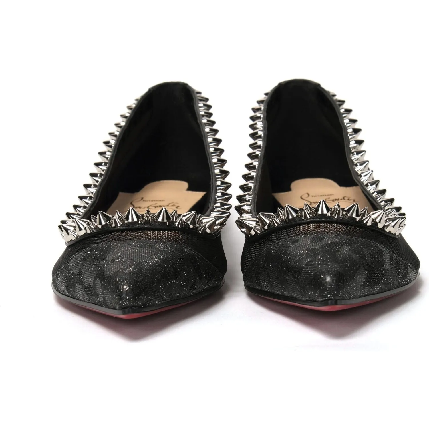 Christian Louboutin Black Silver Flat Point Toe Shoe