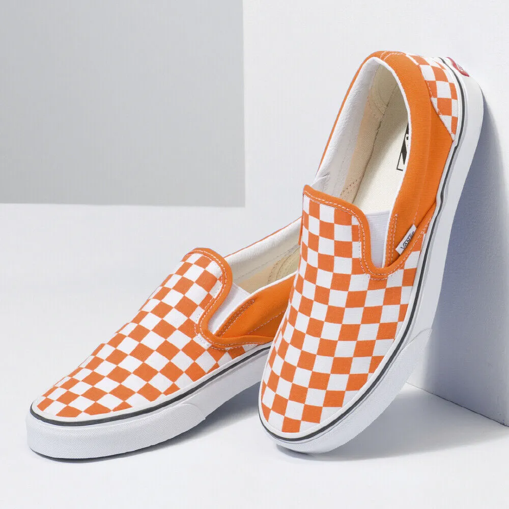 Classic Slip-On Orange Tiger/True White Checkerboard