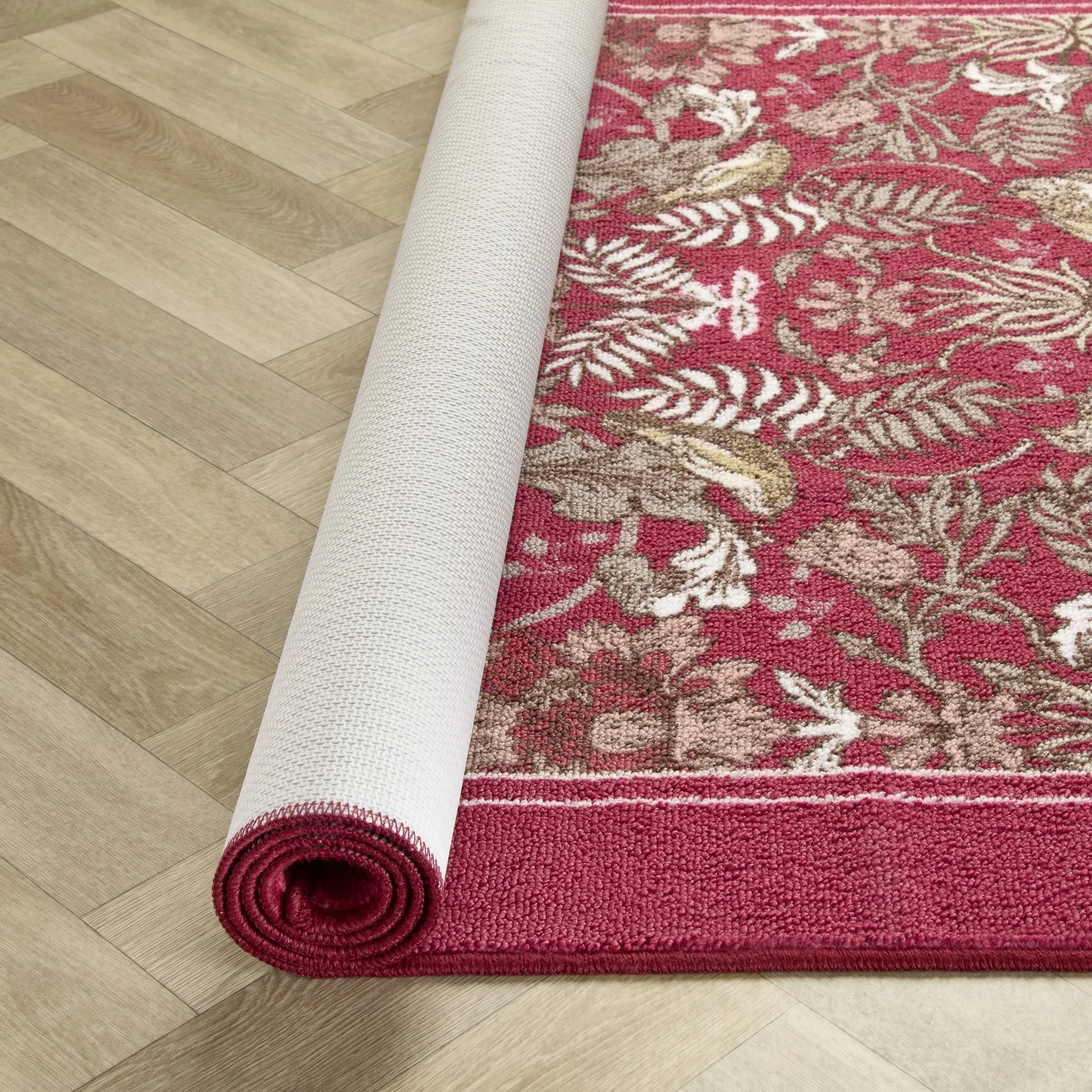 D & D Finch & Flower Washable Rug - Red