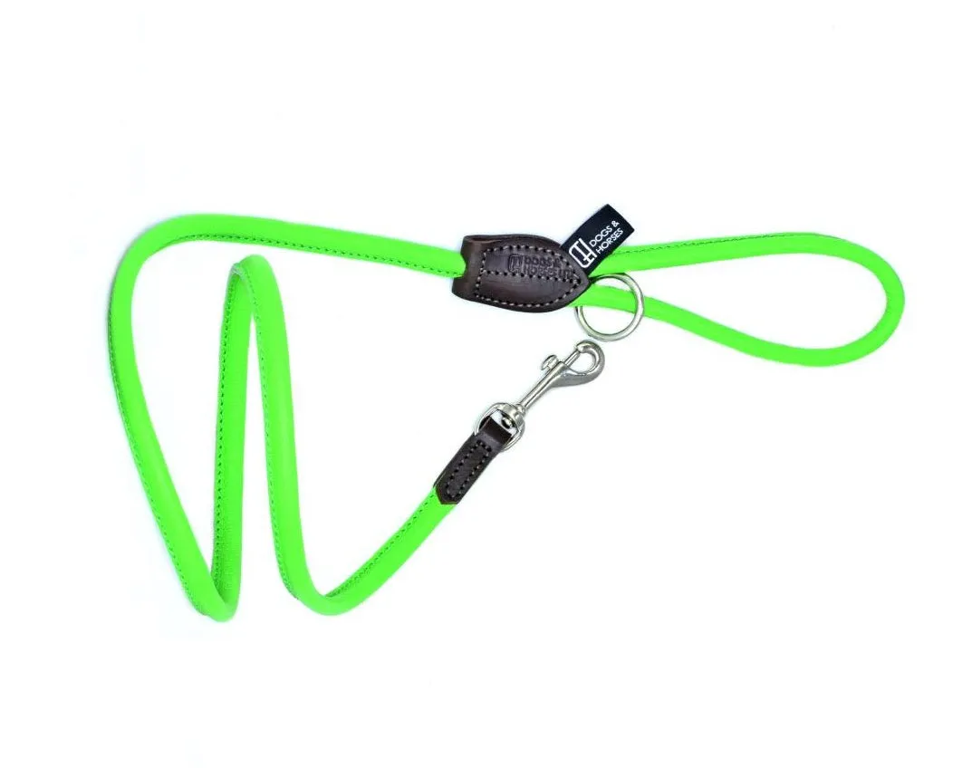 Dogs & Horses Soft Rolled Leather Leads Bright Green