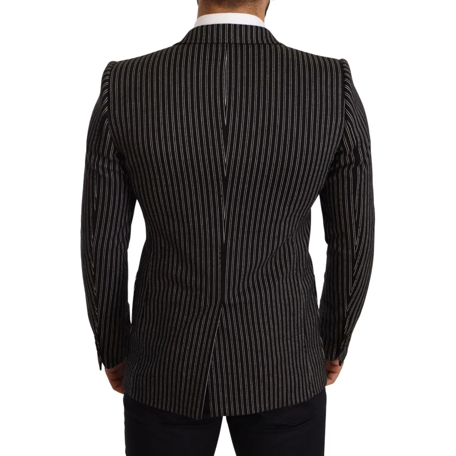 Dolce & Gabbana Elegant Black Striped Virgin Wool Blazer