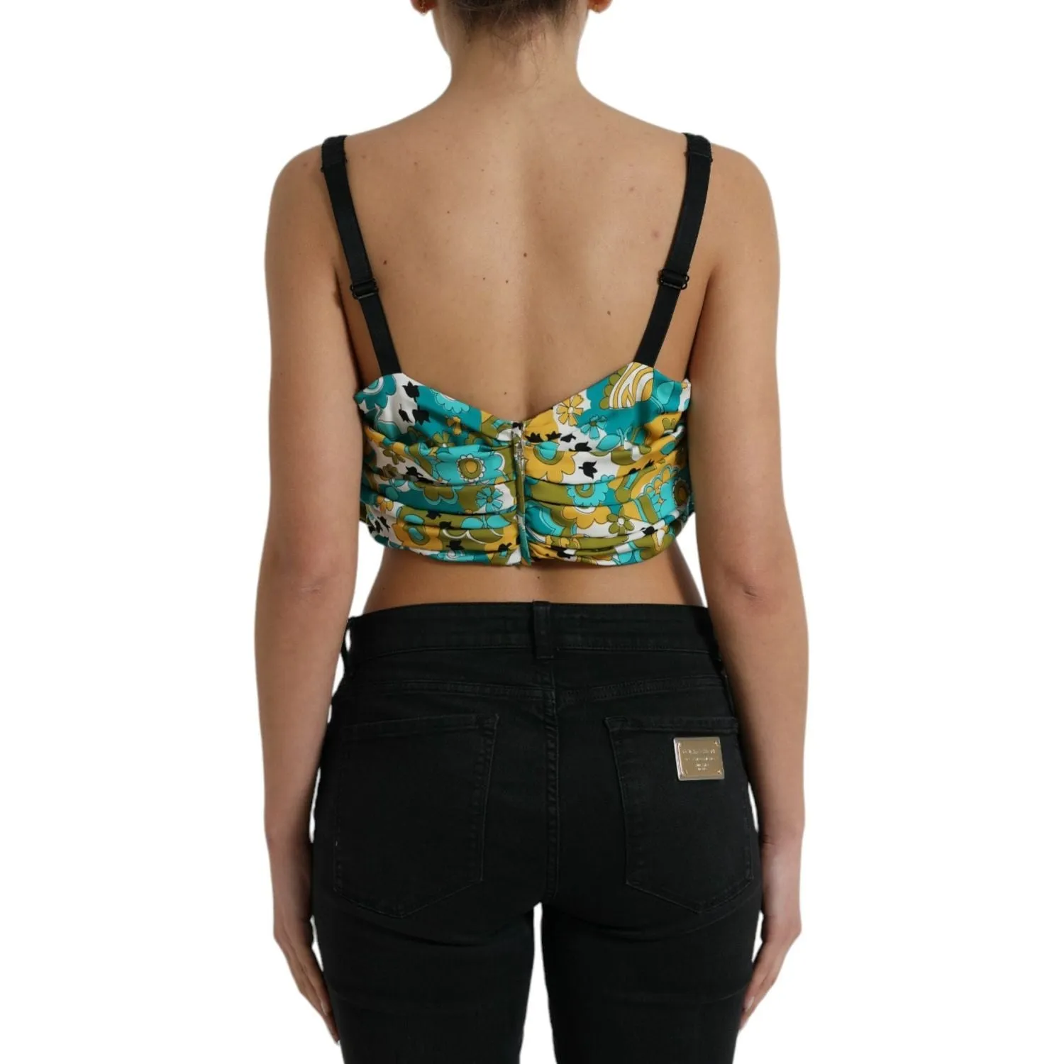 Dolce & Gabbana Elegant Floral Silk Blend Cropped Tank Top