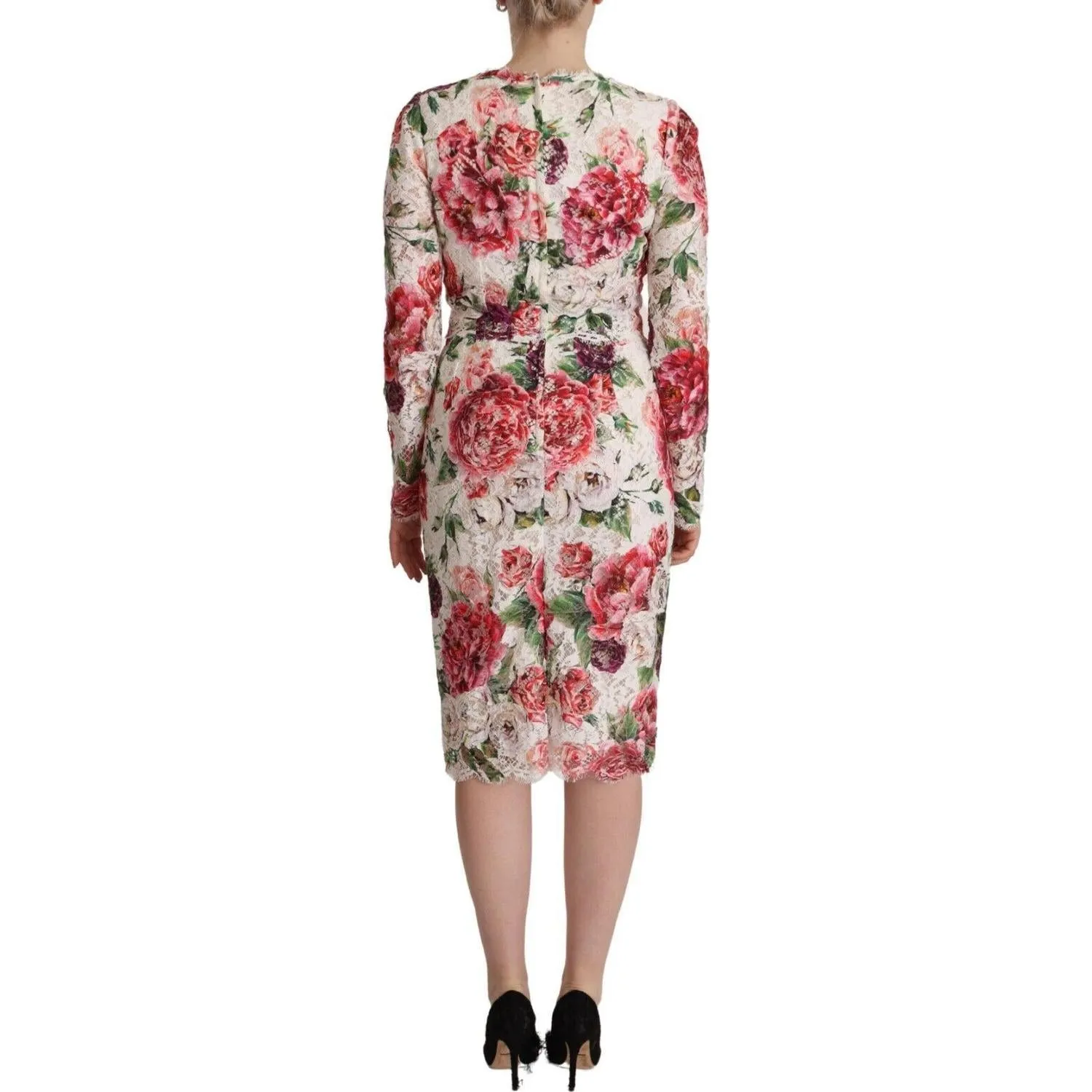 Dolce & Gabbana Elegant Sheath Lace Floral Midi Dress